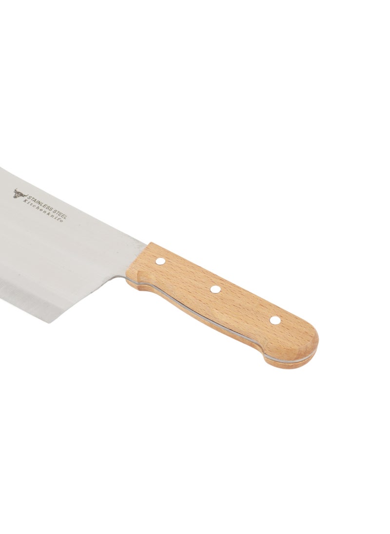 Stainless steel cleaver knife with wooden handle - beige, 41 x 10 cm - pzsku/Z34C284E87F393699557FZ/45/_/1717077572/f685aa08-59d9-4715-80c8-0f36d2cf44f9