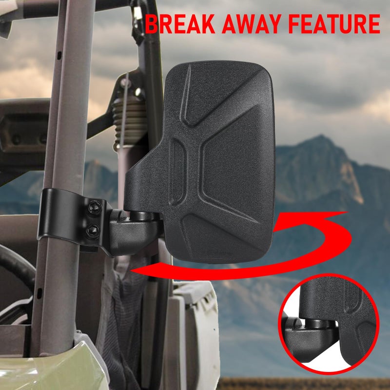 OFIG UTV Ranger Side Mirrors and UTV Center Mirror Set Compatible With 2015-2025 Polaris Ranger 500 570 900 1000 XP with Pro-Fit Profiled Tube - Image 2