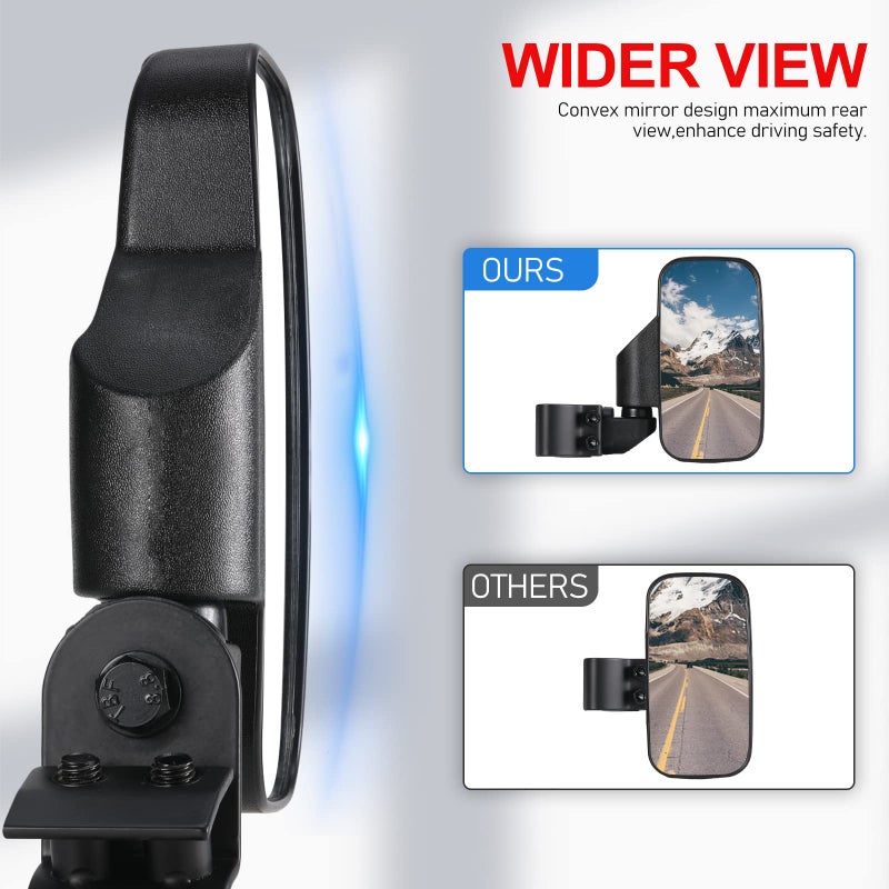 OFIG UTV Ranger Side Mirrors and UTV Center Mirror Set Compatible With 2015-2025 Polaris Ranger 500 570 900 1000 XP with Pro-Fit Profiled Tube - Image 4