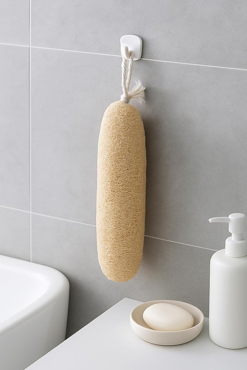 Natural Cylindrical Loofah Sponge Exfoliating Bath Scrubber with Hanging Loop for Men Women Daily Shower Spa Home Use Durable Design - Image 2