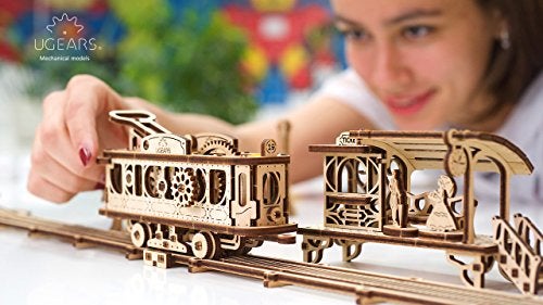 UGears Mechanical Town Series Tram Line Mechanical Wooden Model Kit 3D Puzzle Assembly - Image 5