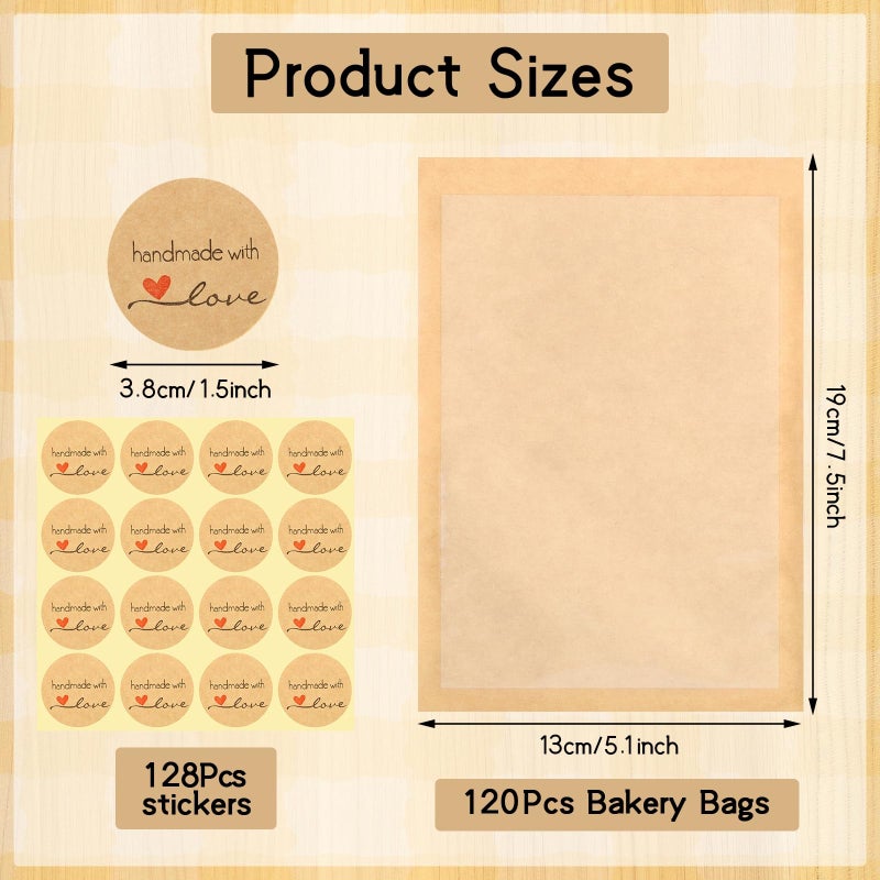 WSICSE 120 Pack Cookie Bags with Seal, 5.1x7.5 Inch Self Sealing Paper Bakery Bags with Window, Heat Sealable & Grease Resistant To Go Sleeves for Treat Donuts Scone Brownie Easter Party - Image 2