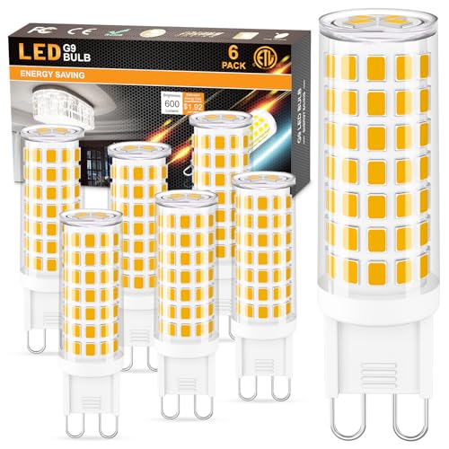 hansang G9 Led Bulb,6W(60W Halogen Bulb Replacement), Chandelier Light Bulbs,88 LEDs,Warm White 3000K,Non-dimmable,G9 Bi Pin Base,360° Transparent Plastic,550LM,Pack of 6 - Image 1