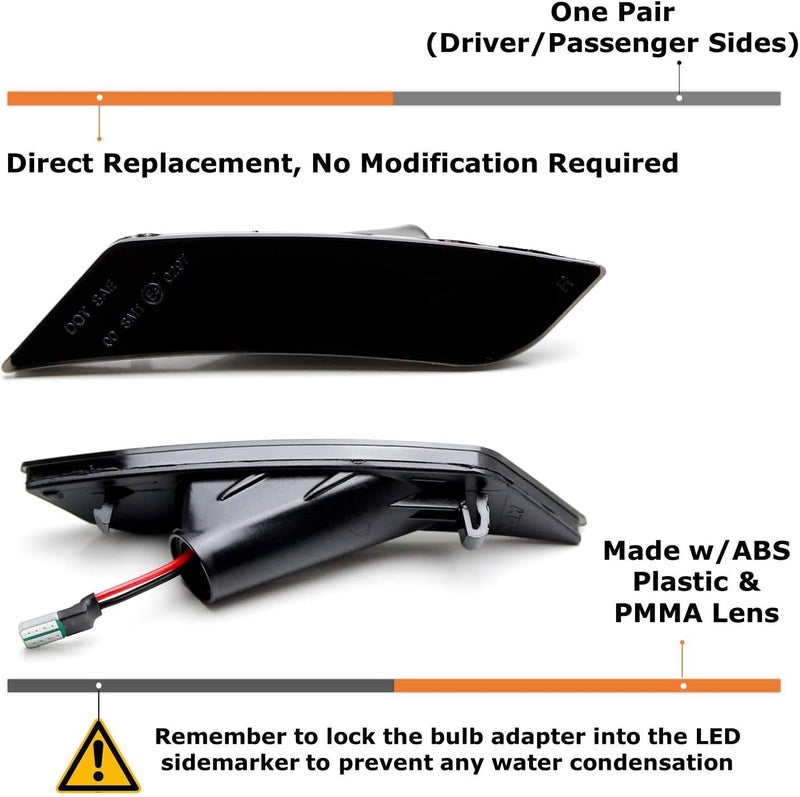 iJDMTOY Smoked Lens Amber Full LED Bumper Side Marker Light Kit Compatible With 2019-up Chevrolet Blazer, Powered by 27-SMD LED, Replace OEM Front Sidemarker Lamps - Image 2