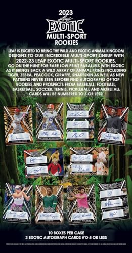 leaf 2023 Leaf Exotic Multi-Sport Rookies 3 Autographs Per Trading Card Box - Image 2