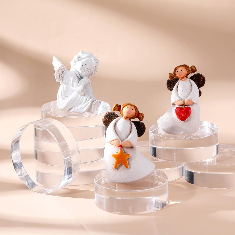 Remerry 8 Pcs Acrylic Round Blocks for Display Clear Polished Blocks for Display Clear Acrylic Edge Polished Base Display Riser for Table Showing Cosmetics Collectibles Figures(3 x 3 x 1 Inches) - Image 2