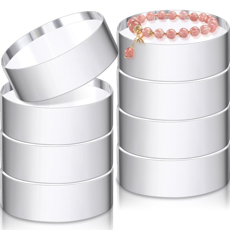 Remerry 8 Pcs Acrylic Round Blocks for Display Clear Polished Blocks for Display Clear Acrylic Edge Polished Base Display Riser for Table Showing Cosmetics Collectibles Figures(3 x 3 x 1 Inches) - Image 1