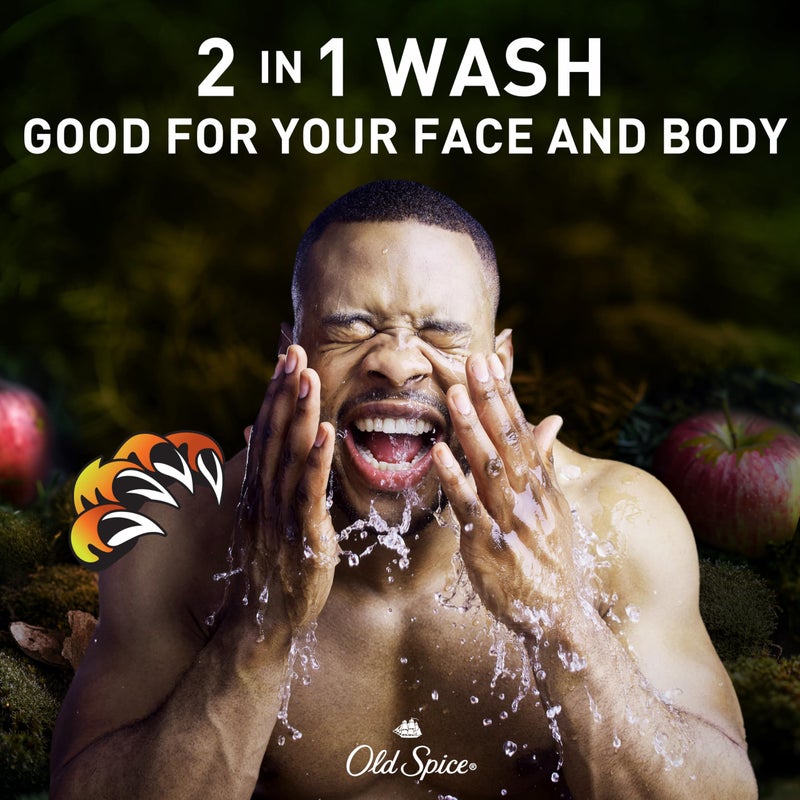 Old Spice Cleansing Body Wash for Men, 3X Defense, 24/7 Shower Fresh with Lasting Scent, 2-in-1 Body & Face Wash, Bearglove with Crisp Orchard Scent, 24 oz (Pack of 4) - Image 3