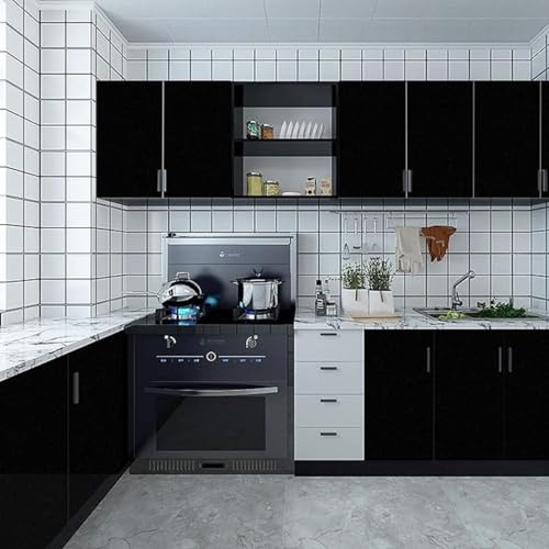 wall love Marble OilProof & Waterproof self-Adhesive Sheet Stickers Big Countertop Cabinet Furniture puja Room Kitchen,Home Sticker Wallpaper 60 x 200cm (Black Pain Wallpaper) - Image 3