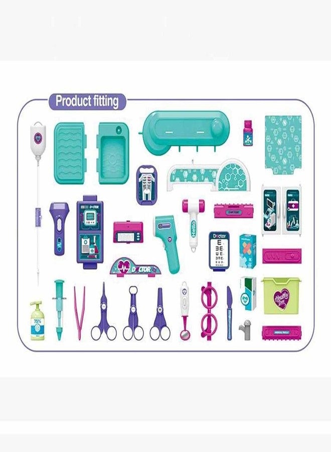 Breatoi Portable Doctor Playset with Trolley Suitcase – Kids Pretend Medical Kit with Stethoscope, Doctor Tools & Accessories for Kids - Image 4