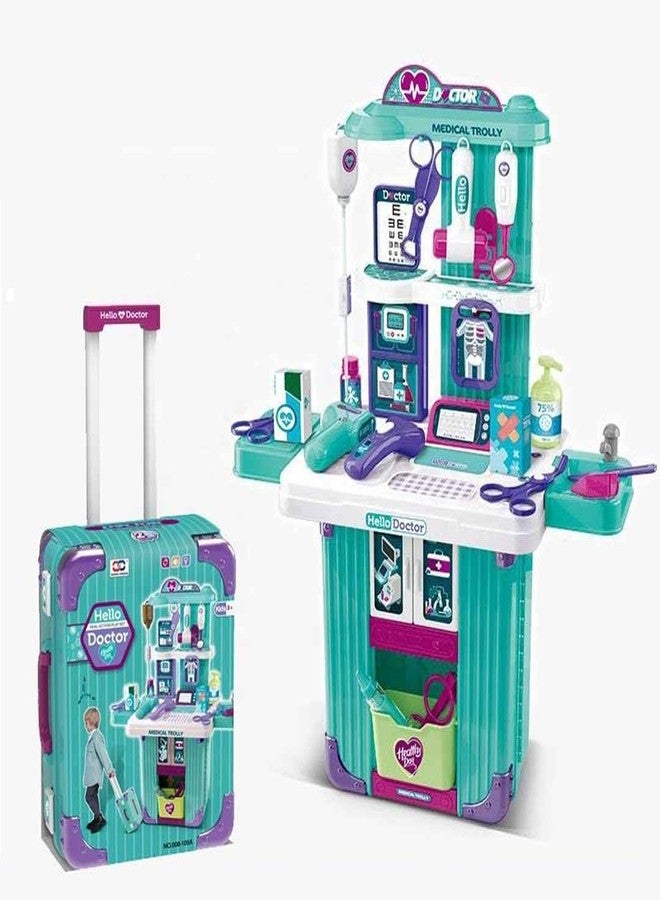 Breatoi Portable Doctor Playset with Trolley Suitcase – Kids Pretend Medical Kit with Stethoscope, Doctor Tools & Accessories for Kids - Image 1