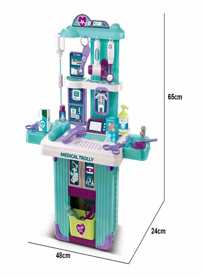 Breatoi Portable Doctor Playset with Trolley Suitcase – Kids Pretend Medical Kit with Stethoscope, Doctor Tools & Accessories for Kids - Image 2