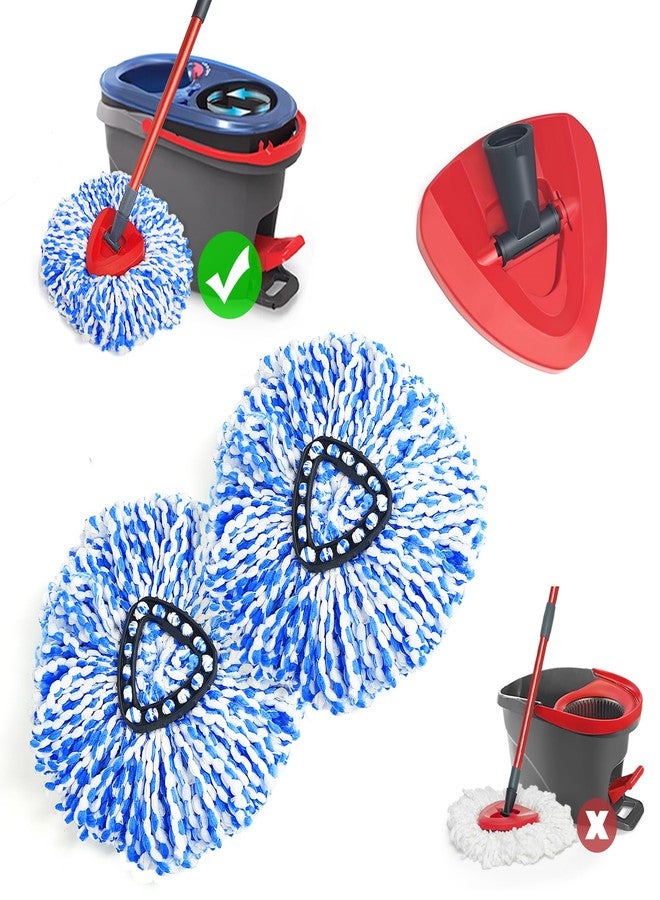 NEWE Mop Heads Replacements 2 Pack with Triangle Base for O-Cedar RinseClean 2 Tank System, Microfiber Spin Mops Replace Refills for Deep Cleaning All Floors - Image 1