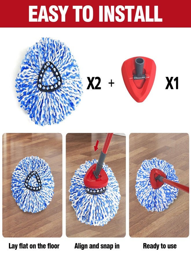 NEWE Mop Heads Replacements 2 Pack with Triangle Base for O-Cedar RinseClean 2 Tank System, Microfiber Spin Mops Replace Refills for Deep Cleaning All Floors - Image 4