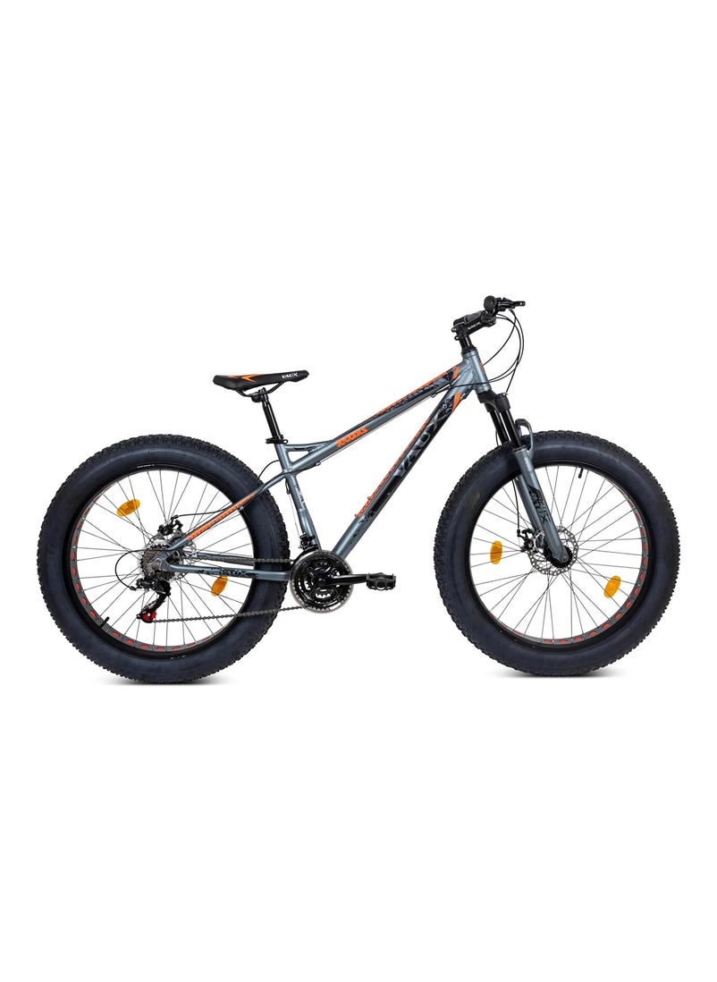 Vaux دراجة Vaux Joggers Fat Bike للرجال مع تروس 21 سرعة وإطار من سبائك الألومنيوم - دراجة ذات إطارات كبيرة للأولاد بعمر 15 عامًا مع إطارات 26 × 4.0 بوصة - شوكة تعليق أمامية قابلة للقفل وفرامل قرصية مزدوجة - رمادية  - Image 1