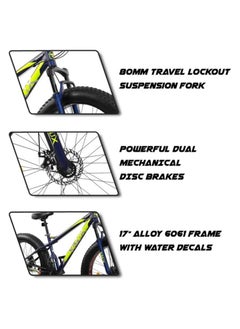 Vaux دراجة Vaux Joggers Fat Bike للرجال مع تروس 21 سرعة وإطار من سبائك الألومنيوم - دراجة ذات إطارات كبيرة للأولاد بعمر 15 عامًا مع إطارات 26 × 4.0 بوصة - شوكة تعليق أمامية قابلة للقفل وفرامل قرصية مزدوجة - رمادية  - Image 5