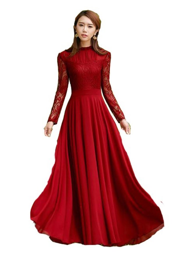 Women's maxi dress, lace and chiffon