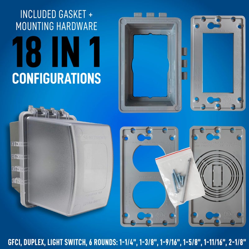 Sealproof 1-Gang Weatherproof In Use Outdoor Outlet Extra Deep Cover | Lockable, UL Extra Duty Compliant, 18 Configurations, Polycarbonate - Image 2
