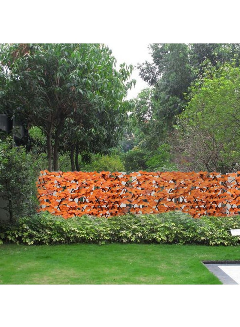 LINGWEI Bamboo Wooden Fence with Artificial Plants Orange Ivy Leaf Expandable Wicker for Home Wall Decoration Fence For Garden Villa Balcony 5pcs - Image 5