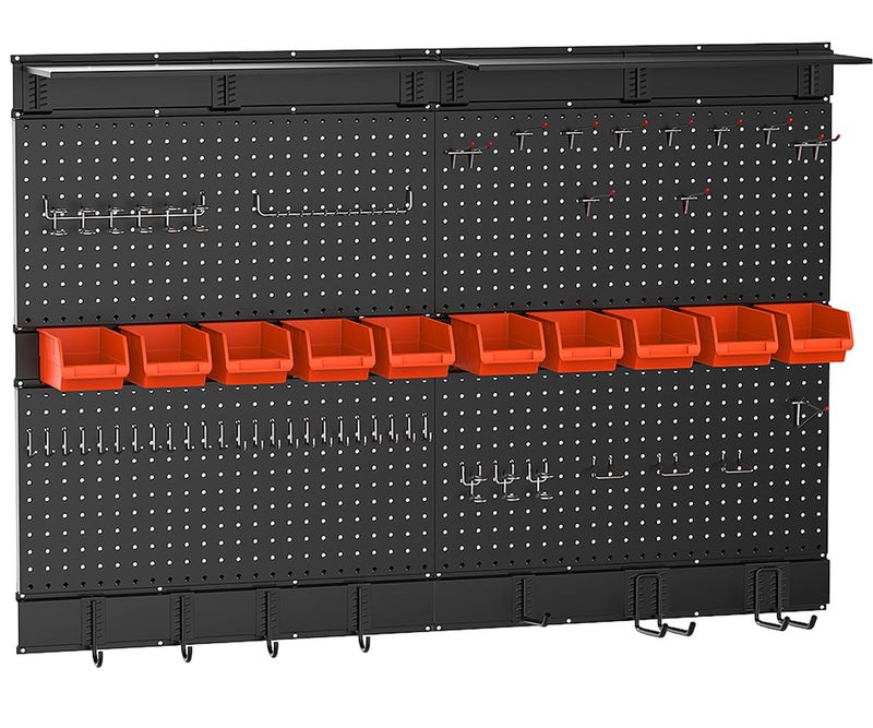 Ultrawall Black Pegboard Wall Organizer, 48X 36 inch for Garage Storage with Hooks, Storage Bins, Tool Panel Organizer, 72pcs - Image 1