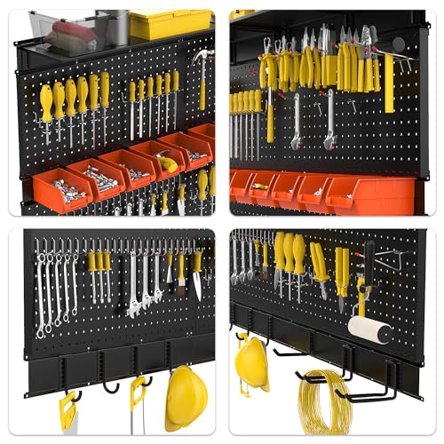 Ultrawall Black Pegboard Wall Organizer, 48X 36 inch for Garage Storage with Hooks, Storage Bins, Tool Panel Organizer, 72pcs - Image 5