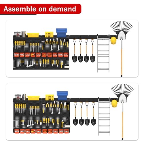 Ultrawall Black Pegboard Wall Organizer, 48X 36 inch for Garage Storage with Hooks, Storage Bins, Tool Panel Organizer, 72pcs - Image 3