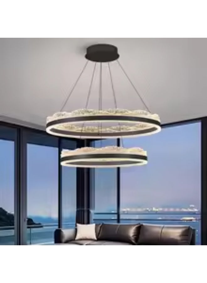 Prime Sole Modern LED Ring Chandelier Pendant Light Double Ring Hanging Ceiling Light Fixture for Living Room Dining Area Bedroom Decorative Ceiling Lamp for Home Interior Lighting - Image 1