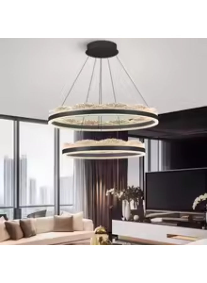 Prime Sole Modern LED Ring Chandelier Pendant Light Double Ring Hanging Ceiling Light Fixture for Living Room Dining Area Bedroom Decorative Ceiling Lamp for Home Interior Lighting - Image 3