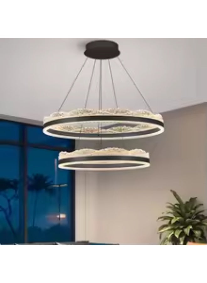Prime Sole Modern LED Ring Chandelier Pendant Light Double Ring Hanging Ceiling Light Fixture for Living Room Dining Area Bedroom Decorative Ceiling Lamp for Home Interior Lighting - Image 4