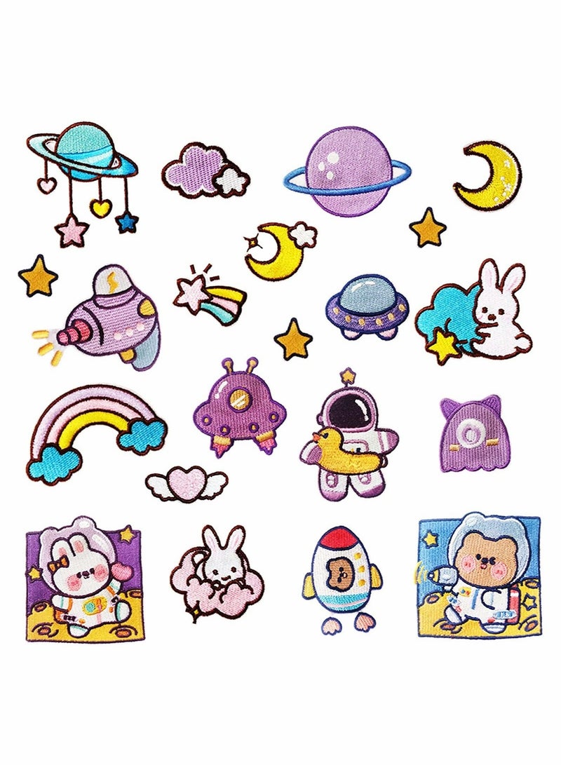21 Pcs Iron On Patches for Clothing Planetary Astronaut Embroidered Patches Decoration DIY Craft Patches Sew On Iron On Patches Applique for Clothes Dress Pants Hats Jeans Backpacks  - Image 3