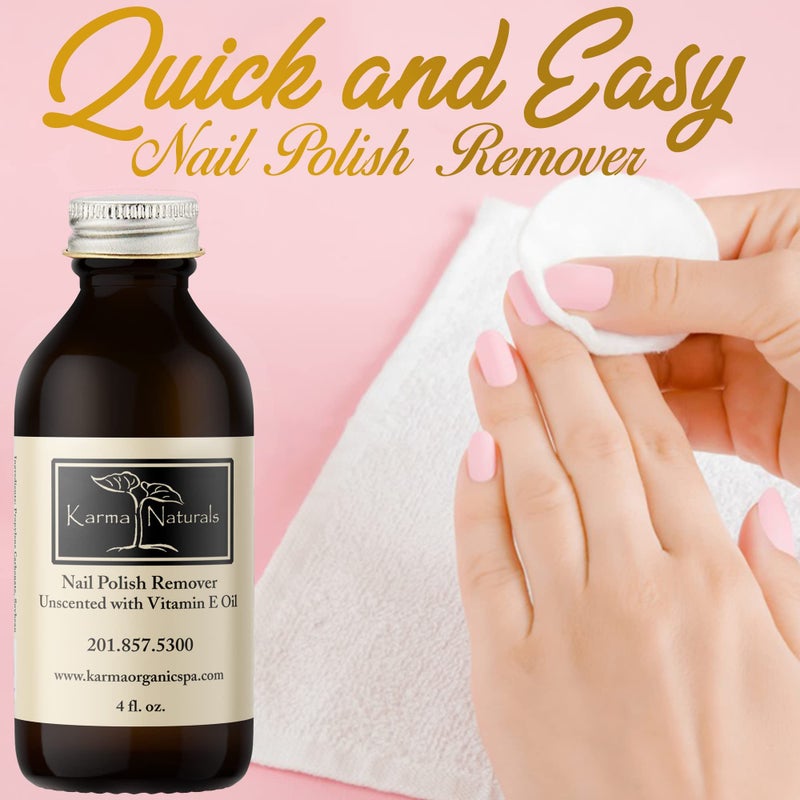 Karma Organic Natural Nail Polish Remover Unscented with Vitamin E Oil - Non Toxic, Vegan, Cruelty Free, Acetone free â€“ Nails Strengthener for Fingernails â€“ 4 fl. Oz. - Image 2