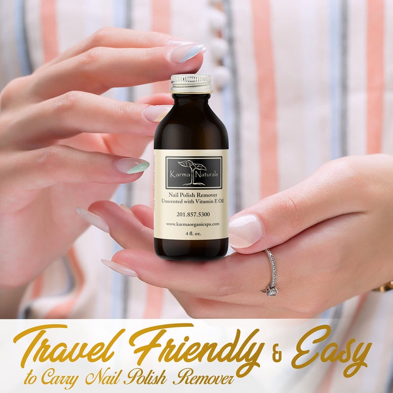 Karma Organic Natural Nail Polish Remover Unscented with Vitamin E Oil - Non Toxic, Vegan, Cruelty Free, Acetone free â€“ Nails Strengthener for Fingernails â€“ 4 fl. Oz. - Image 4