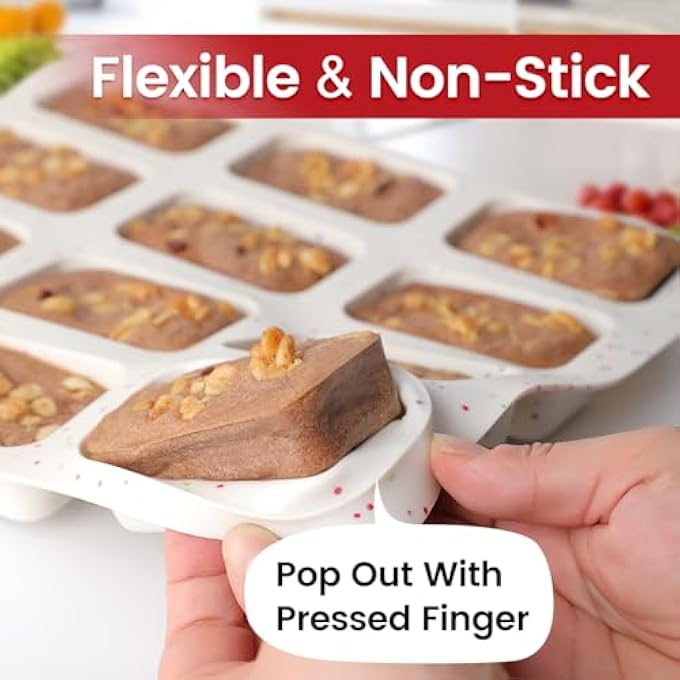 ميني رغيف مقلاة سيليكون ميني رغيف الخبز 12 كوب للخبز ميني خبز براوني الذرة خبز الجبن صابون غير لاصق 2 عبوة قصاصات - Image 3