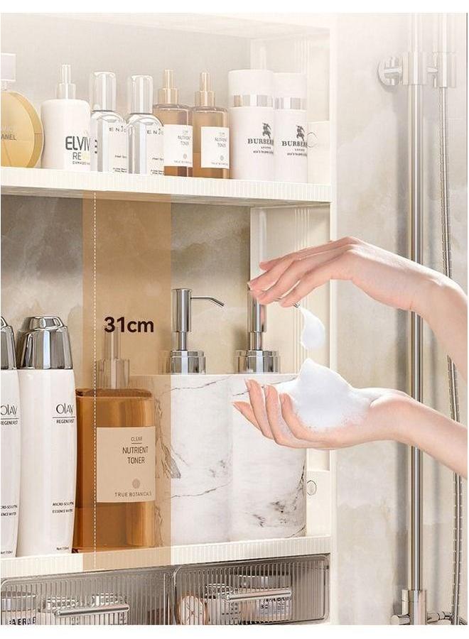 HOMESTAR 2-Tier Wall Mounted Bathroom Rack Hanger Bath Organizer Makeups With Hooks and Drawer For Bathroom - Image 3