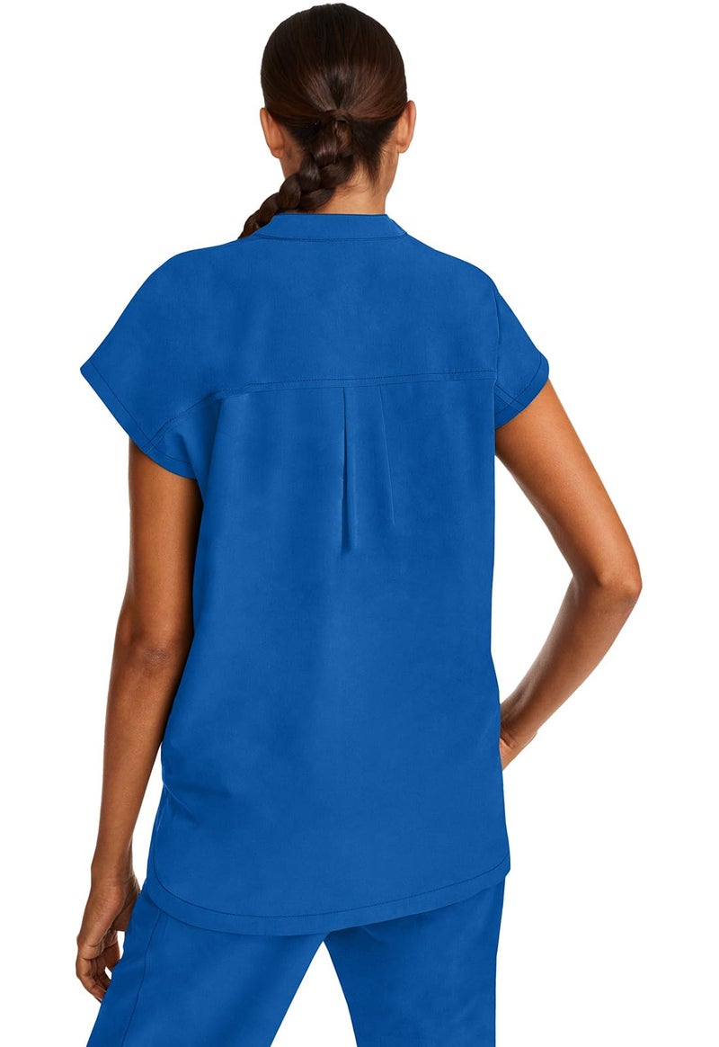 Healing Hands Women's Scrub Top Relaxed Fit Journey Top - 2 Pockets with Knit Details, Dolman Sleeve and Rounded Hem - 2152, M, Royal - Image 3