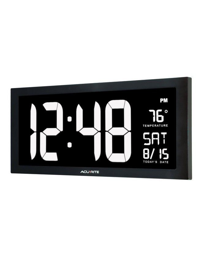 Acurite AcuRite 76102M Oversized LED Clock with Indoor Temperature, Date and Fold-Out Stand, 18" , White  - Image 2
