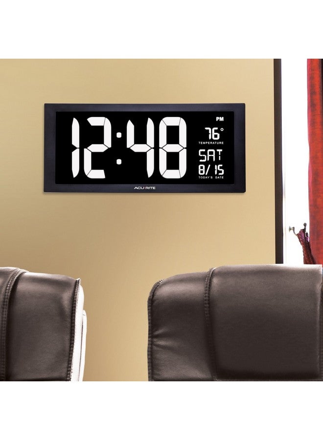Acurite AcuRite 76102M Oversized LED Clock with Indoor Temperature, Date and Fold-Out Stand, 18" , White  - Image 4