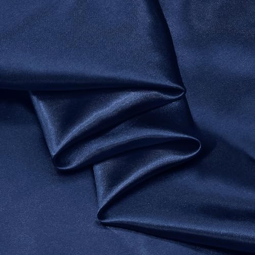 Filloxy Plain Silky Shine Satin Fabric Material for Fashion Design Stitching Multiple Use Includes Dress, Pillow Cover, Designer Cloths, Home Decor Material - 44" Hight (Navy Blue, 3 Meter) - Image 2