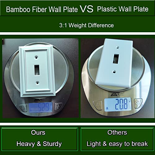 Funkiim Wall Plates, Duplex Outlet Covers, Toggle Light Switch Plates, Decorator Light Switch Cover, Bamboo Fiber Material Wall Plate, Standard Size Wall Plates of various styles, White (1 Gang Toggle 4 Pack) - Image 4