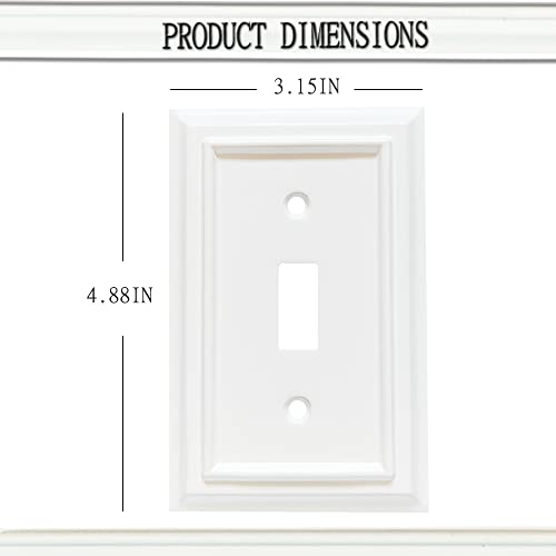 Funkiim Wall Plates, Duplex Outlet Covers, Toggle Light Switch Plates, Decorator Light Switch Cover, Bamboo Fiber Material Wall Plate, Standard Size Wall Plates of various styles, White (1 Gang Toggle 4 Pack) - Image 2