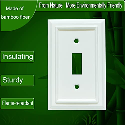 Funkiim Wall Plates, Duplex Outlet Covers, Toggle Light Switch Plates, Decorator Light Switch Cover, Bamboo Fiber Material Wall Plate, Standard Size Wall Plates of various styles, White (1 Gang Toggle 4 Pack) - Image 3