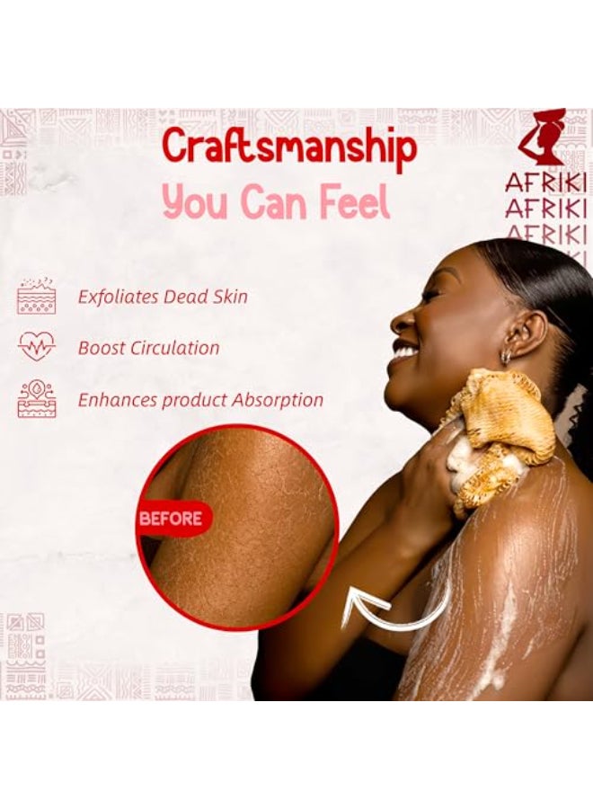 AFRIKI African Net Sponge Exfoliating Body Scrubber Black Owned Rooted in Africa All Skin Types 45 in Long Camelia - Image 3