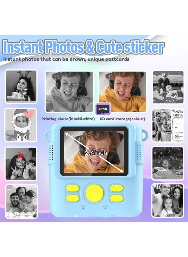 L&E Instant Print Camera for Kids, Mini Thermal Printing Camera, No Ink Required, HD Digital Video 1080P HD Cameras for Toddler, 32G TF Card, 3 Print Paper, Gift for Boys Girls (Blue)  - Image 3