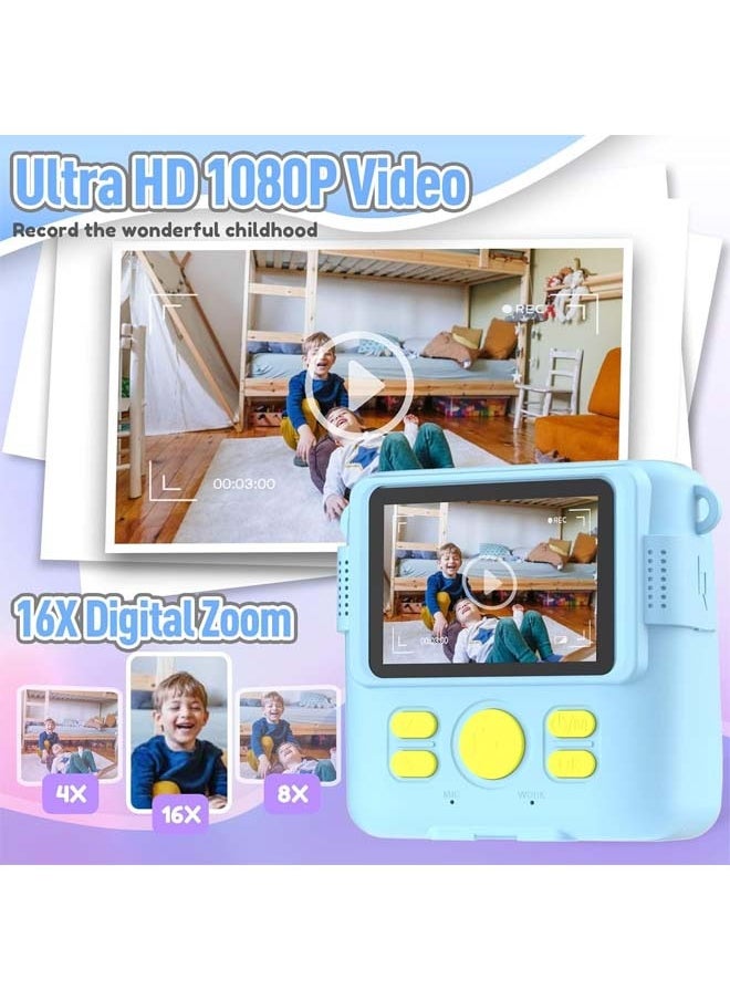 L&E Instant Print Camera for Kids, Mini Thermal Printing Camera, No Ink Required, HD Digital Video 1080P HD Cameras for Toddler, 32G TF Card, 3 Print Paper, Gift for Boys Girls (Blue)  - Image 4