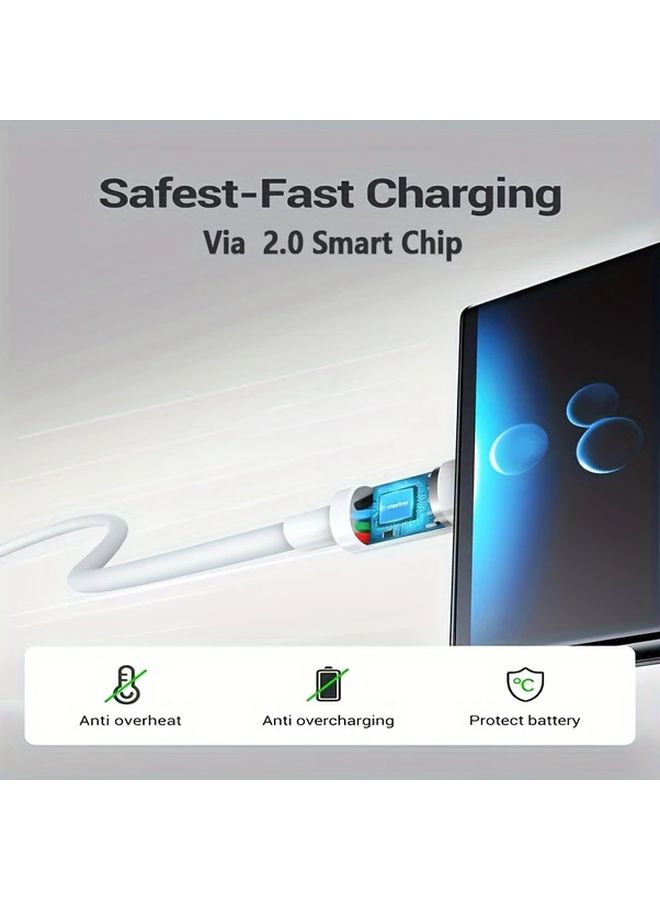 240W USB C to USB C Charging Cable 6 6ft 2m Fast Charging for MacBook Pro Air Samsung Pixel Dell and More White Modern Durable Cable - Image 3