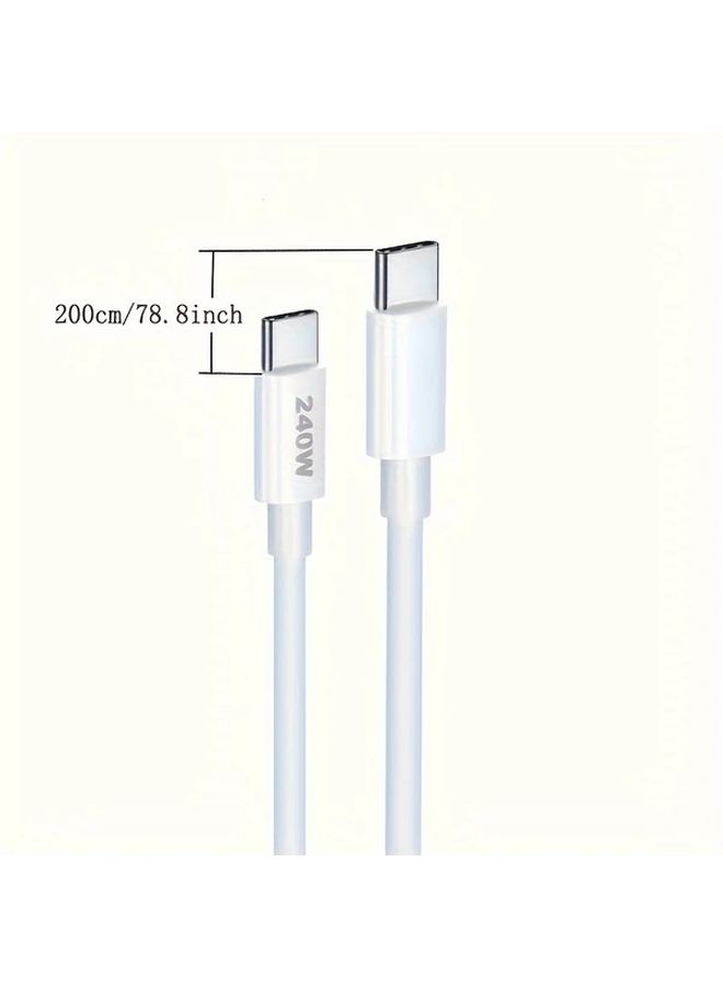 240W USB C to USB C Charging Cable 6 6ft 2m Fast Charging for MacBook Pro Air Samsung Pixel Dell and More White Modern Durable Cable - Image 2
