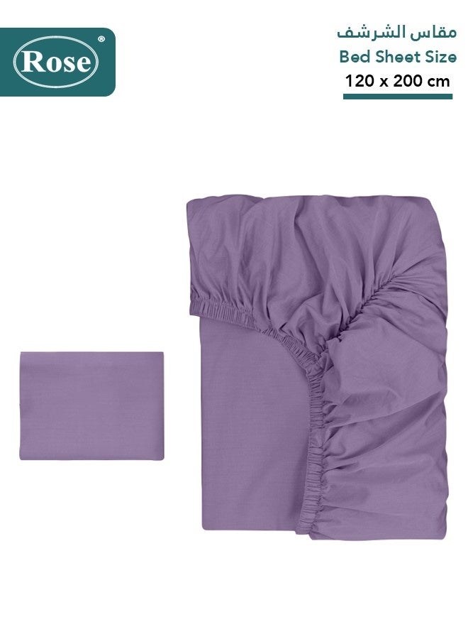 Rose Luxurious Plain Fitted Sheet with Deep Pockets and Pillow Case, Bed Sheet 2-Pieces Set, Soft & Cozy Microfiber Breathable and Cooling, Extra Twin Size 120x200 cm, Lilac - Image 2