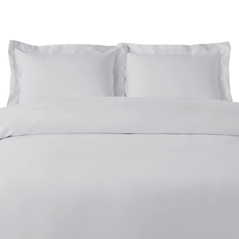 SUPERIOR Rayon from Bamboo 300 Thread Duvet Cover Set, Includes 1 Duvet Cover with Button Closure, 2 Pillow Shams, Soft, Luxury, Lightweight Bedding, Sateen Weave - Full/Queen, Platinum - Image 2