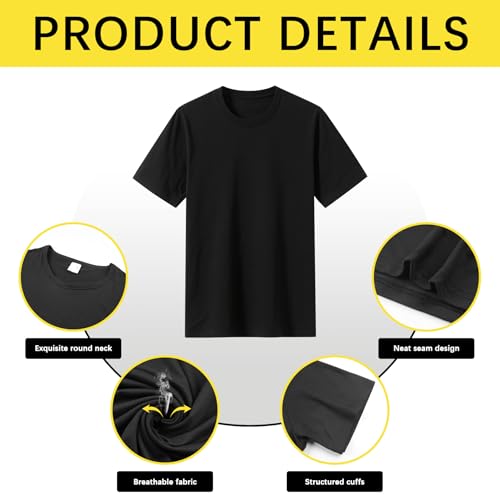 ORJ 2 Pack Black t Shirts for Men,Crew Neck Short Sleeve Men's Undershirt,Plain Black Workout Polyester Blank tee Bulk - Image 4