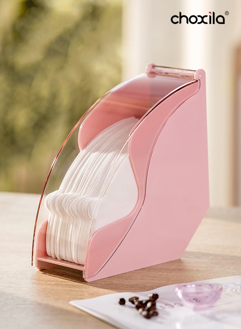 choxila 1pc Pink Coffee Filter Holder, Coffee Filter Storage with Dustproof Cover, Coffee Filter Paper Dispenser Rack, Coffee Filter Box for Coffee Shop, Home, Office, Capacity of 200 pcs V60 and Cone Coffee Filters - Image 1